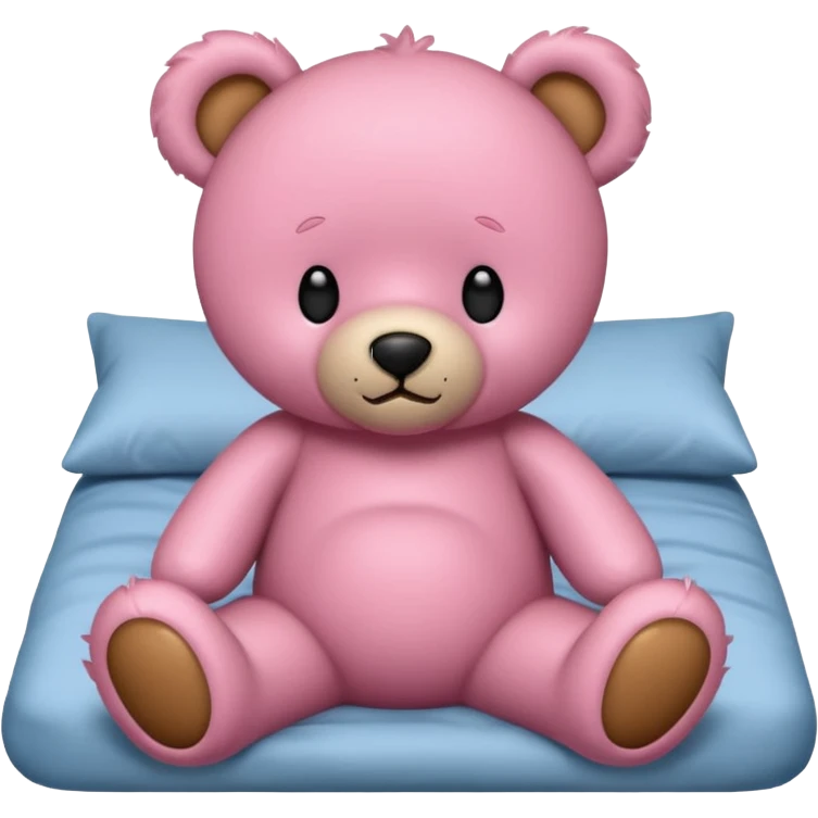 Fuzzy Pink teddy bear in bed  emoji