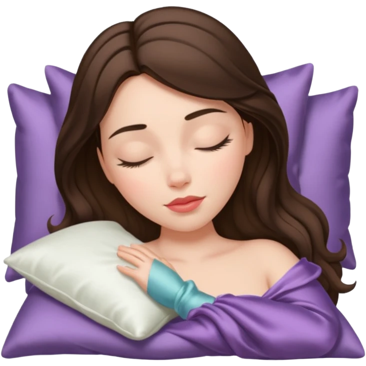 sleeping beauty brunette white girl with a silk pillow emoji