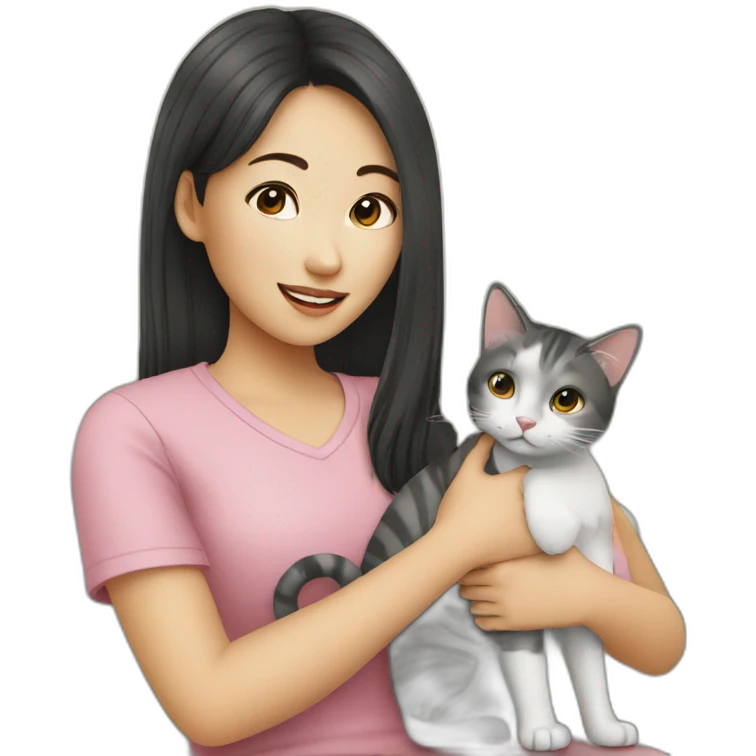 asian girl with cat emoji