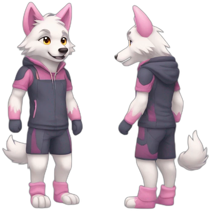 An full body furry anthropomorphic wolf in love rosy cheeks. Anthro emoji