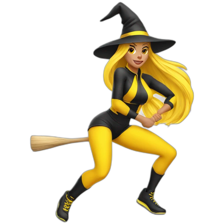 Sexy yellow Witch sportswoman emoji