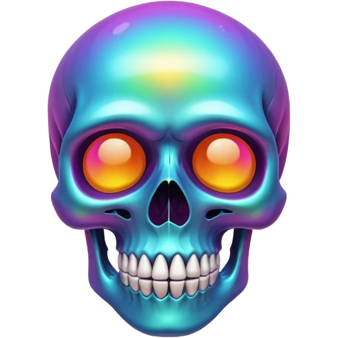 Shiny smooth glowing glossy iridescent colorful skull emoji
