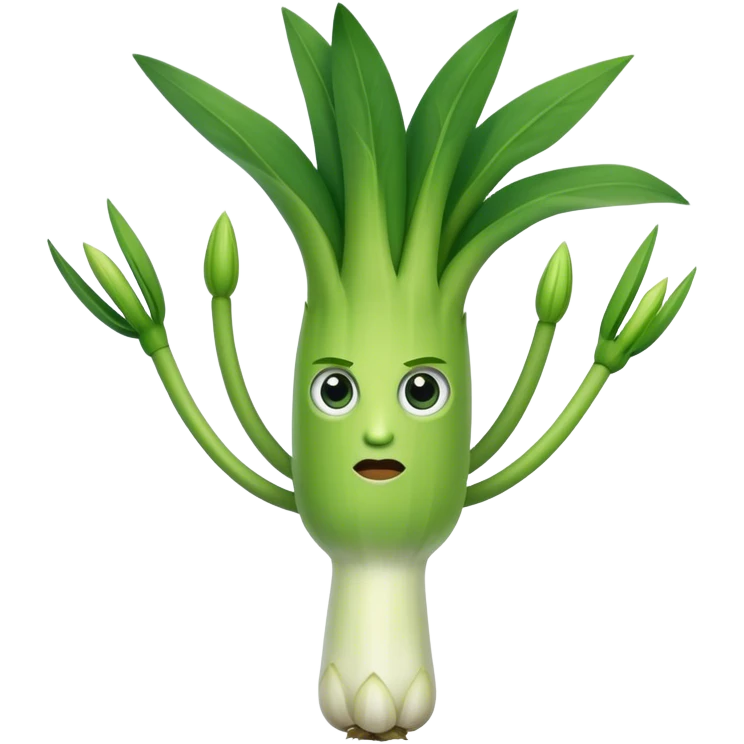 a leek with arms and eyes emoji
