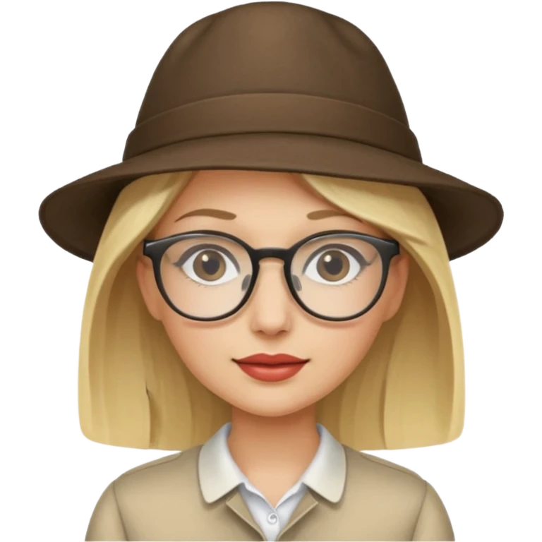 blonde woman with hat and glasses emoji