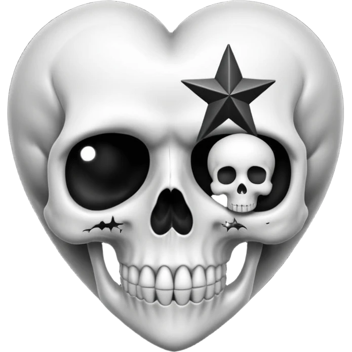 heart with a dark star and skull emoji