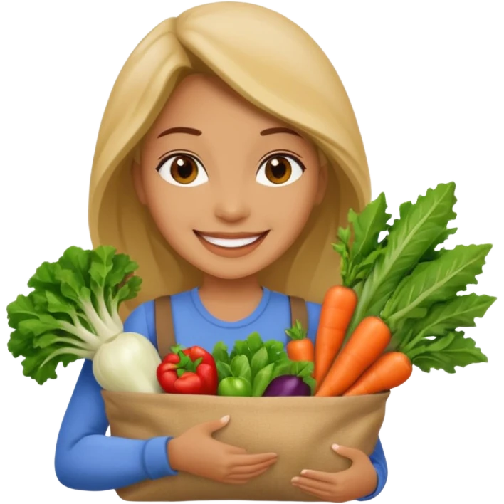 woman holding vegetables bag emoji