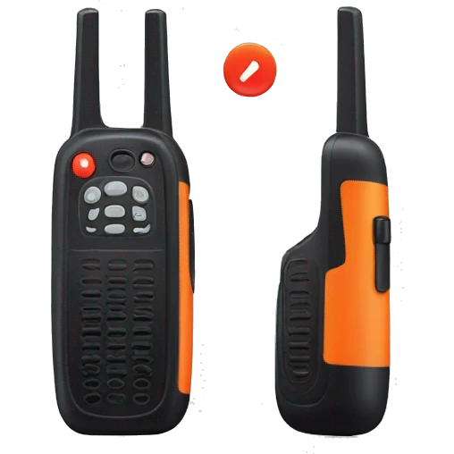 black walkie talkie with red-orange button on side emoji