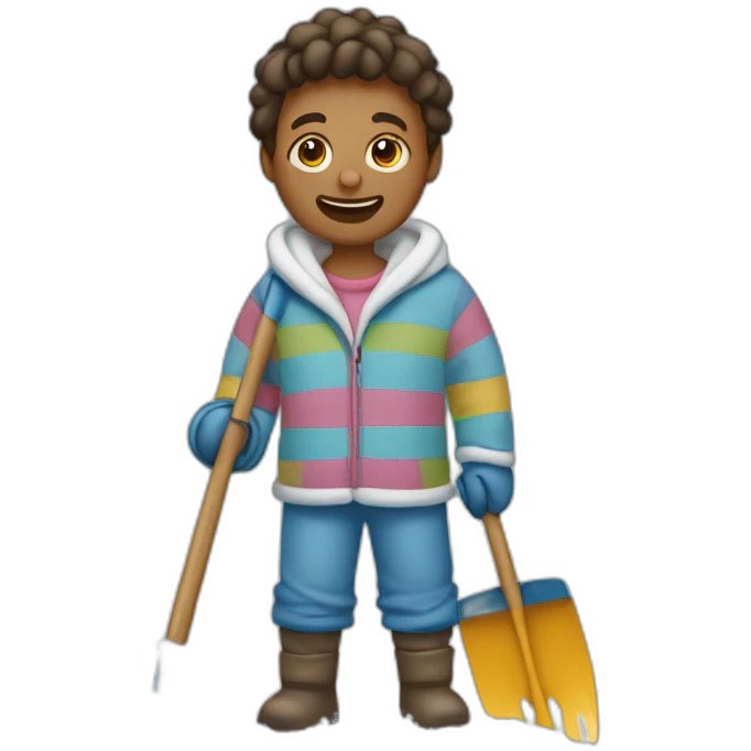 Shovelling snow in pyjamas  emoji