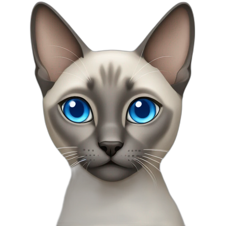 grey siamese cat with blue squint eyes emoji