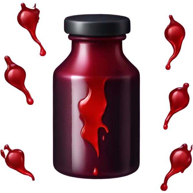 a stylish blood bottle with red liquid and a gothic cap, perfect for a vampire girl theme. emoji