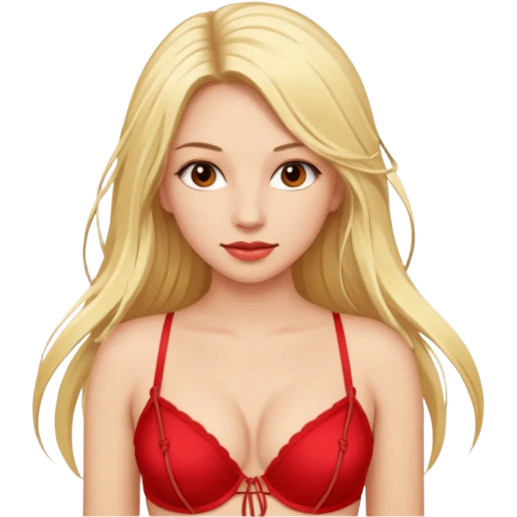 woman with red bra and strings long blonde hair emoji