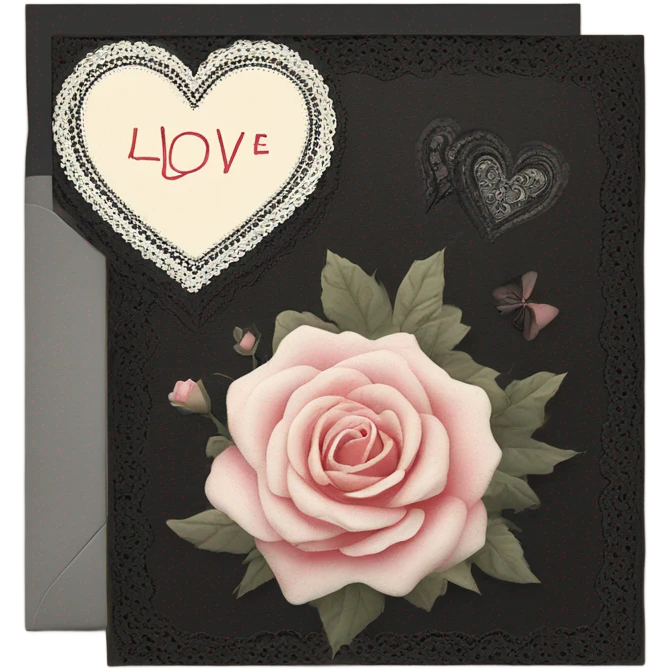 vintage valentine’s day card black emoji