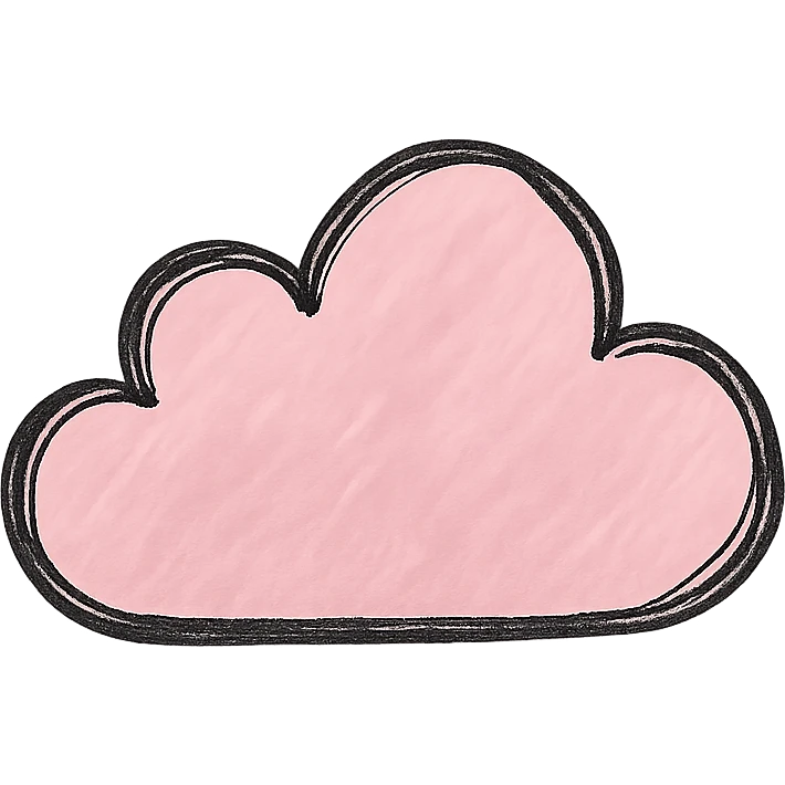hand drawn outlined icon of a pink cloud, no fill, transparent background, thick lines emoji