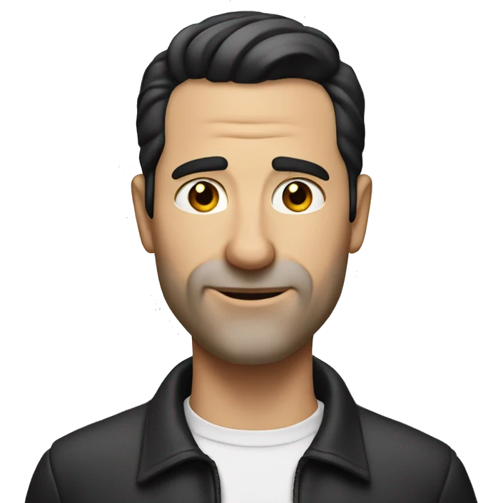 40 year old white man, Short black hair slicked back, no beard  emoji