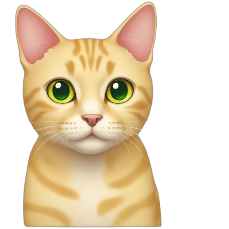 yellow shorthair cat with green eyes and pink nose emoji