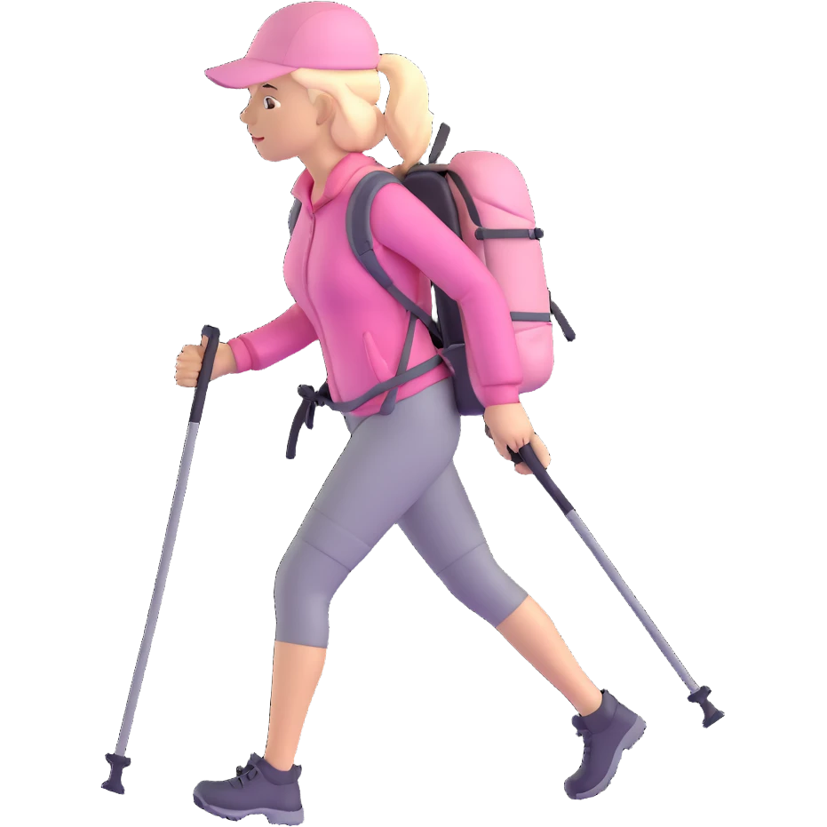 woman hiking wearing light pink clothes emoji
