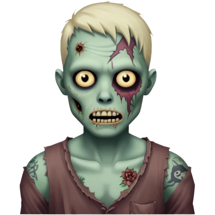face and body tattooed zombie emoji