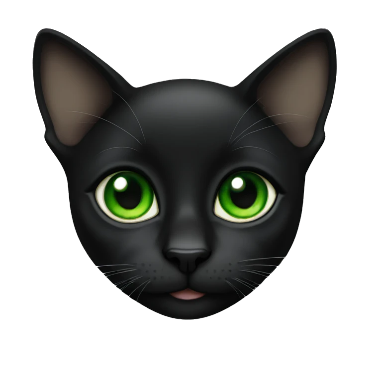 black kitten with green eyes  emoji