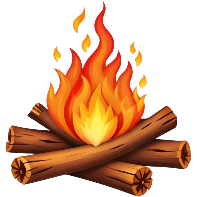 bonfire with wood and flames emoji