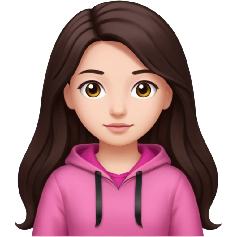Azzyland with dark brown long hair, pink outfit emoji