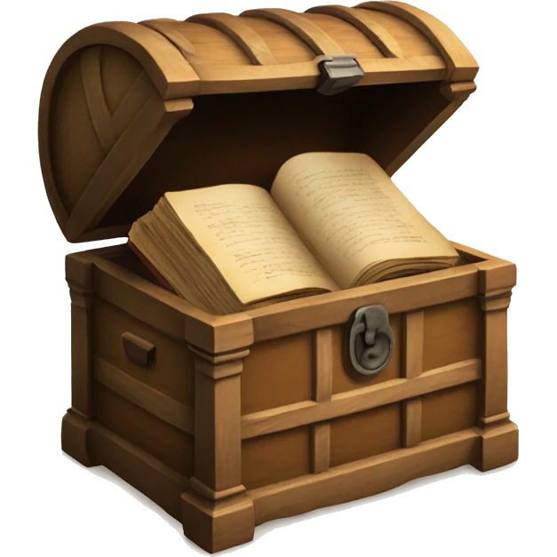 open vintage chest with old books inside  emoji