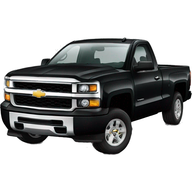 A black, single cab, Chevy Silverado emoji