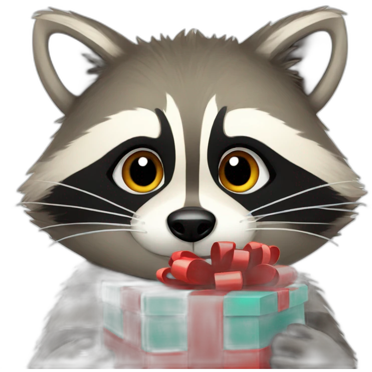 Raccoon with gift emoji