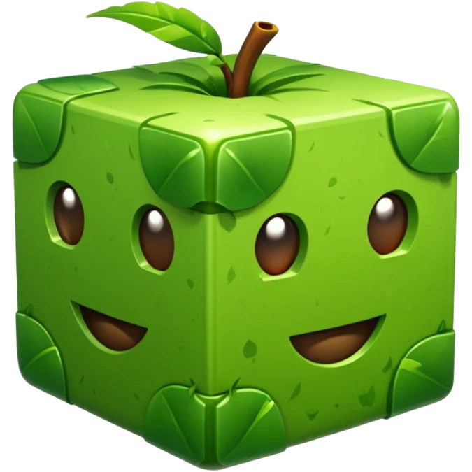 3D Apple style emoticons for Minecraft grass blocks, cube shaped with grass on top emoji