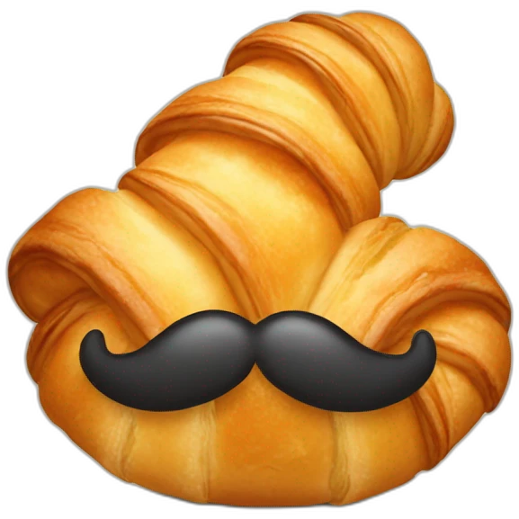 croissant with moustache emoji