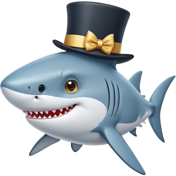 cute shark with a fancy top hat emoji