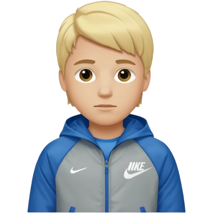 A boy with blond hair wearing a Nike jacket emoji