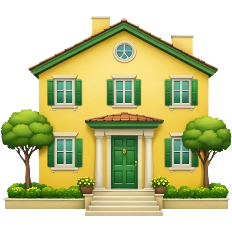 Yellow house with green door 2 story  emoji