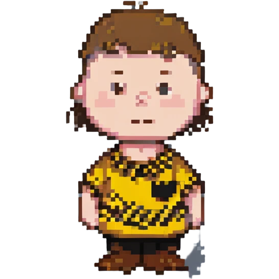 Charlie Brown pixel art style yellow zigzag shirt simple background emoji