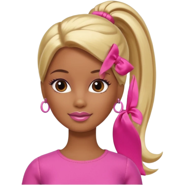 Brown skin blonde hair Barbie with hair in ponytail  emoji