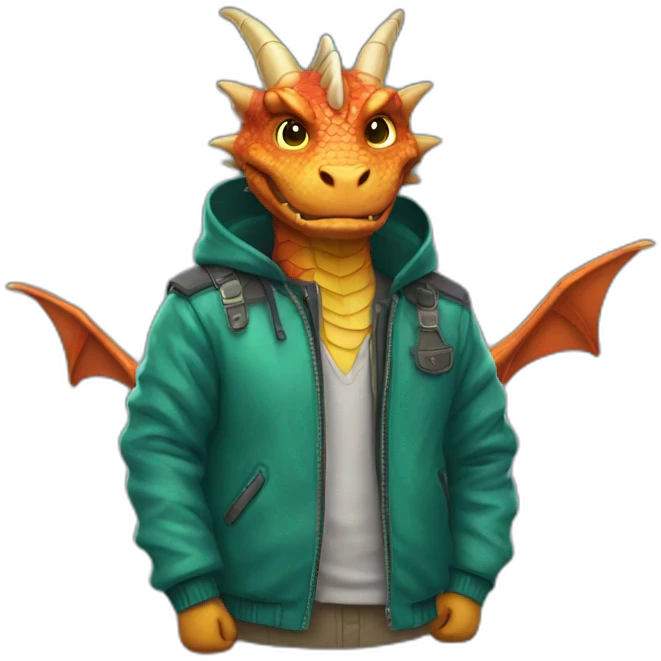 Dragon with jacket  emoji