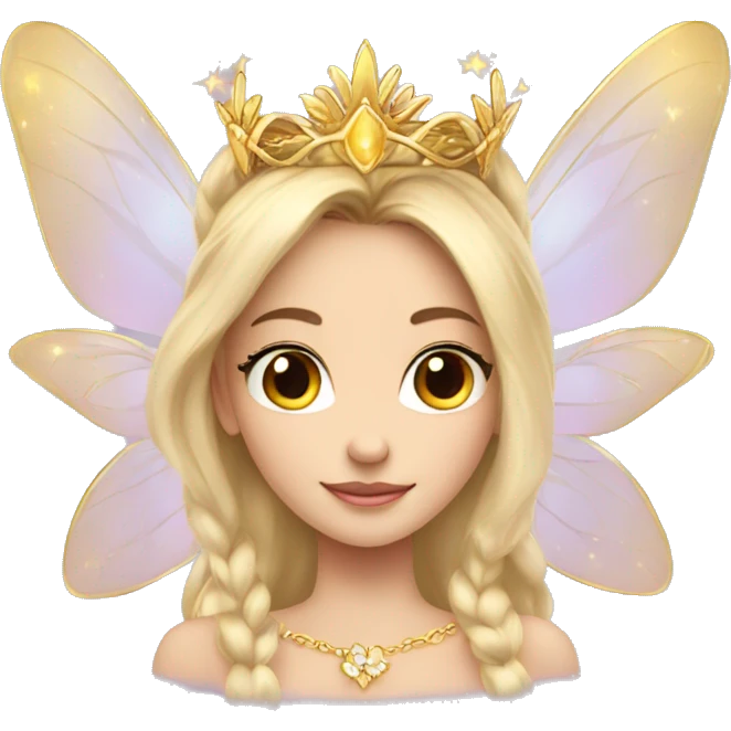 Pretty fairy princess a tiara and golden wings  emoji
