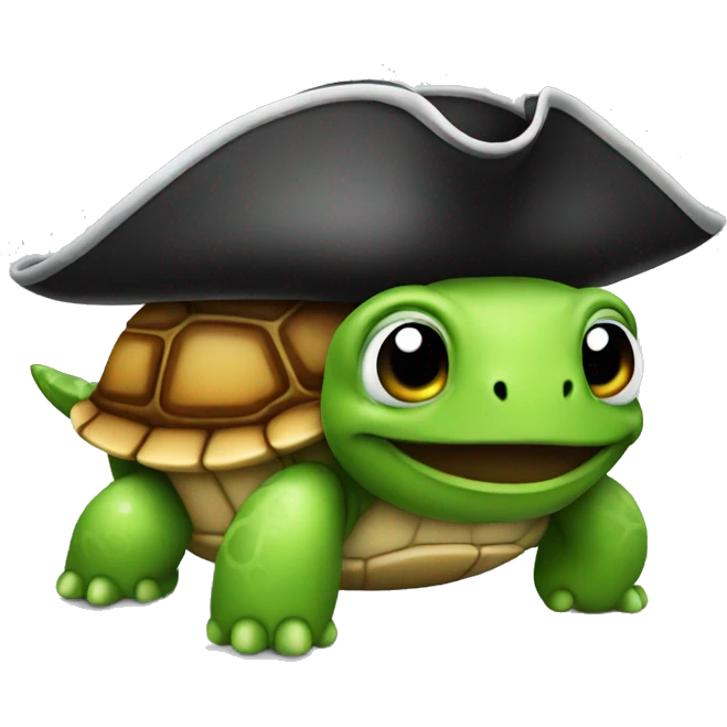 apple emoji turtle with pirate hat emoji