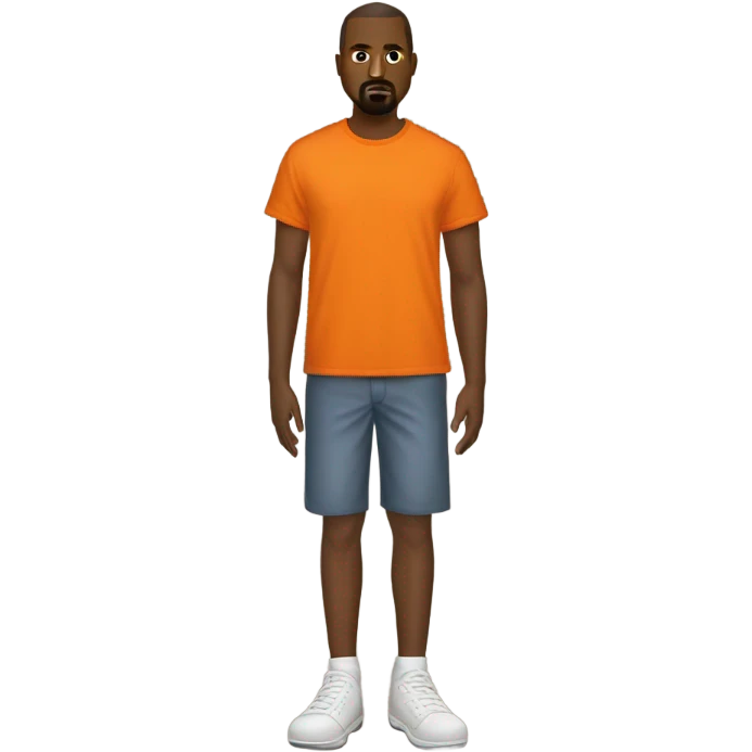 Kanye West dress With an orange T-shirt that has a fox and is a soccer shirt emoji