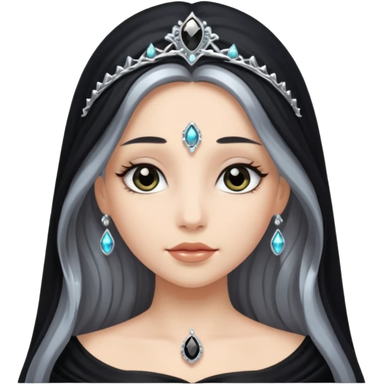 Night Princess – black veil + silver gem emoji