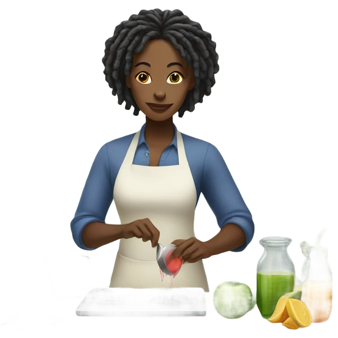 Black lady with locs juicing emoji
