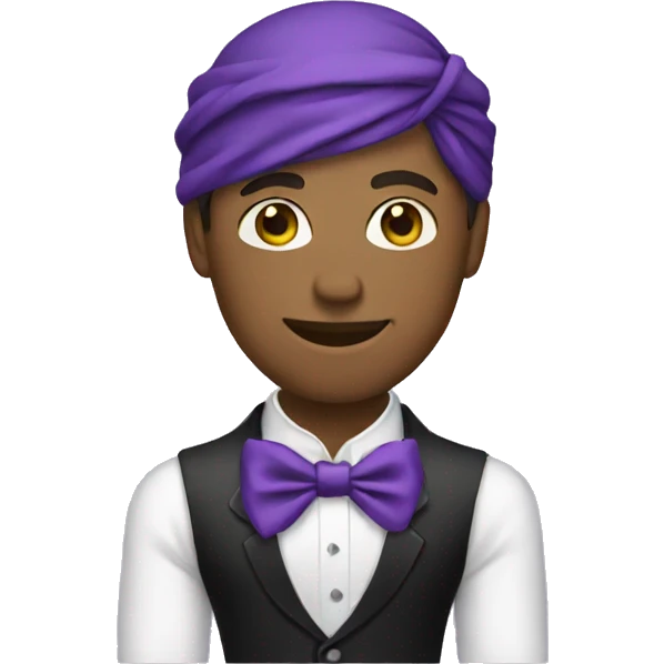 Guy in tuxedo wearing a purple bandana emoji