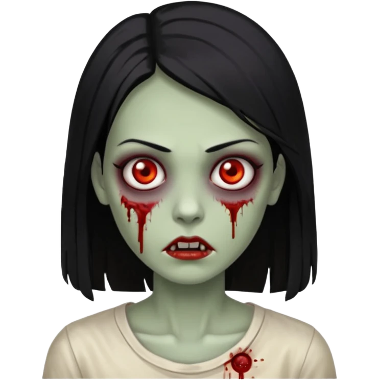 mulher zumbi cabelo liso tamanho medio preto emoji