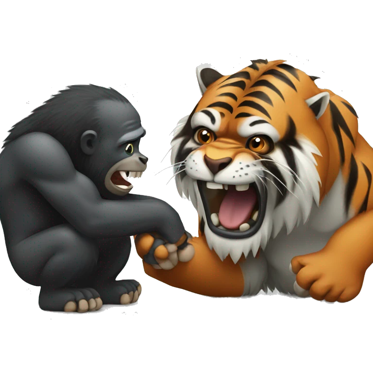 Tiger playing with gorilla emoji