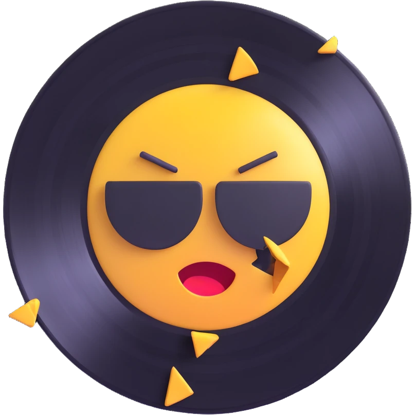 shattered vinyl record, 3D emoji style emoji