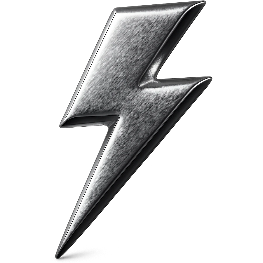 lightning bolt with shiny metallic chrome style, futuristic and reflective emoji