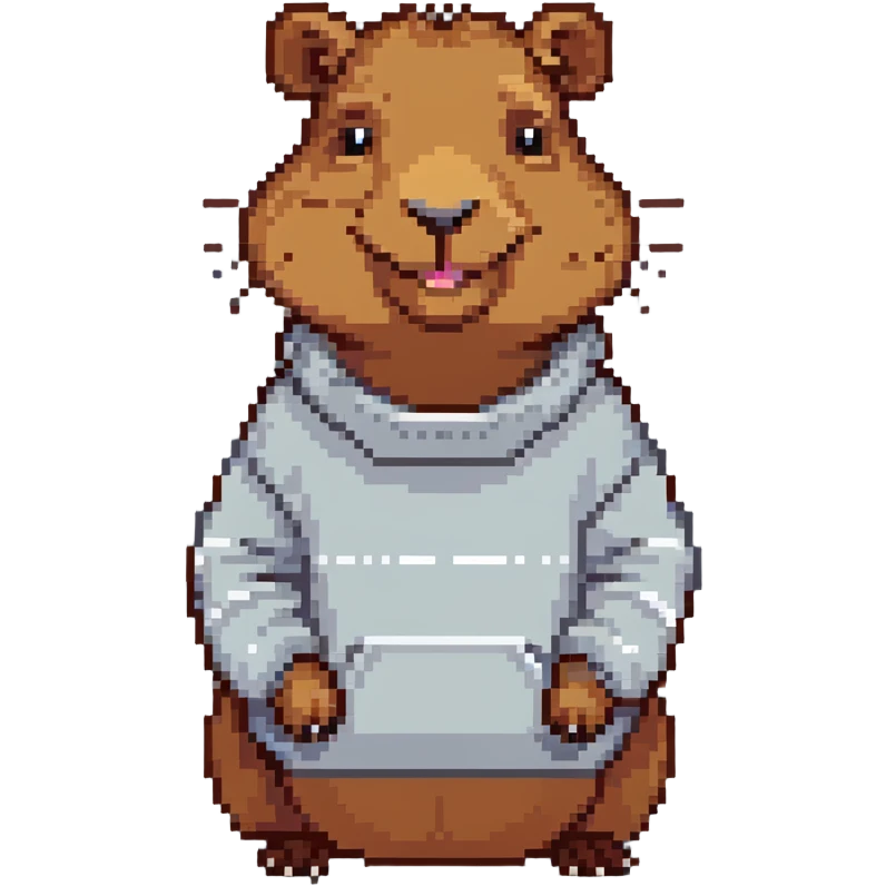 capybara smiling wearing a light grey sweater emoji