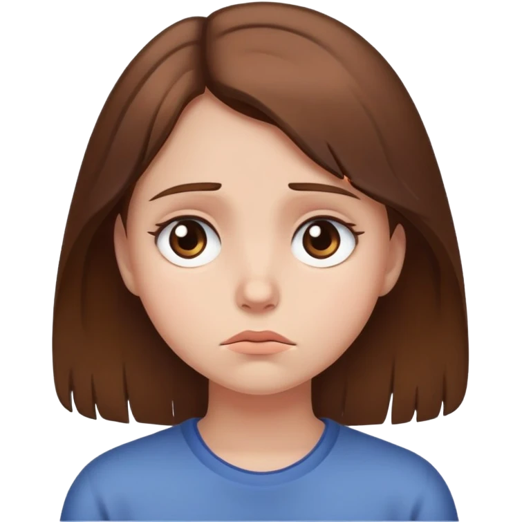 Sad girl with brown hair  emoji