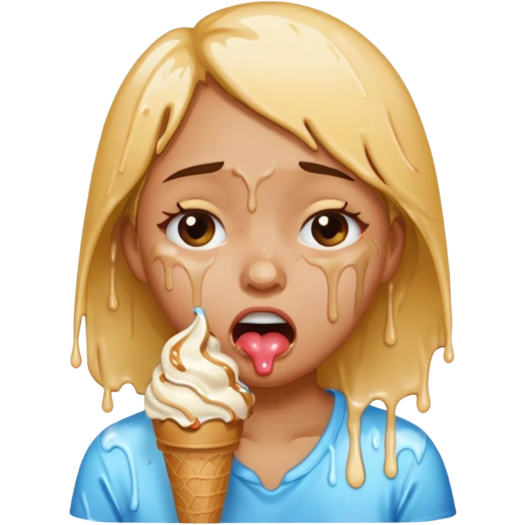 a crying girl with ice cream   emoji