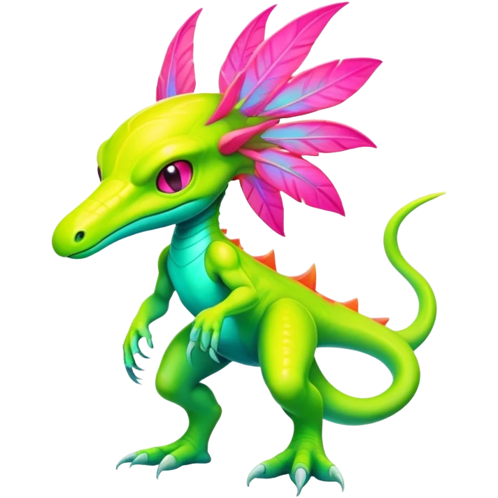 Tropical futuristic lush neon Fionbri-Vernid-creature (full body) emoji
