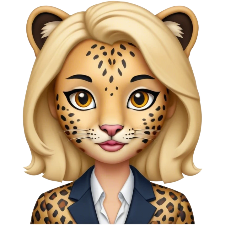 Female leopard with make up and blazer  emoji